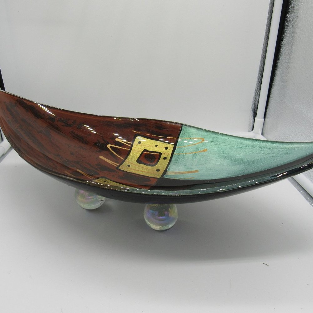 ART GLASS HOME DECOR.  15 X 7 X 5.  HAND PAINTED AND SIGNED.